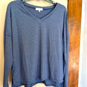 Thyme +Honey blue and white striped butter soft open sleeve